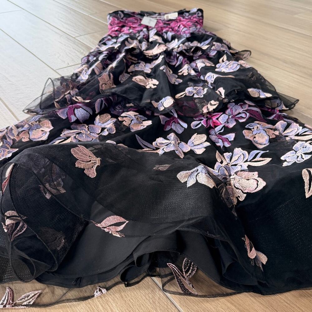 MARCHESE NOTTE -NWT- Tiered Strapless Embroidered Floral Tulle Gown | 10 - Picture 8 of 14